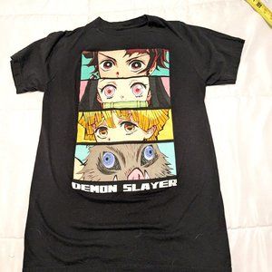 Demon Slayer T Shirt Character Eyes T-Shirt Black Graphic Juniors Size Small